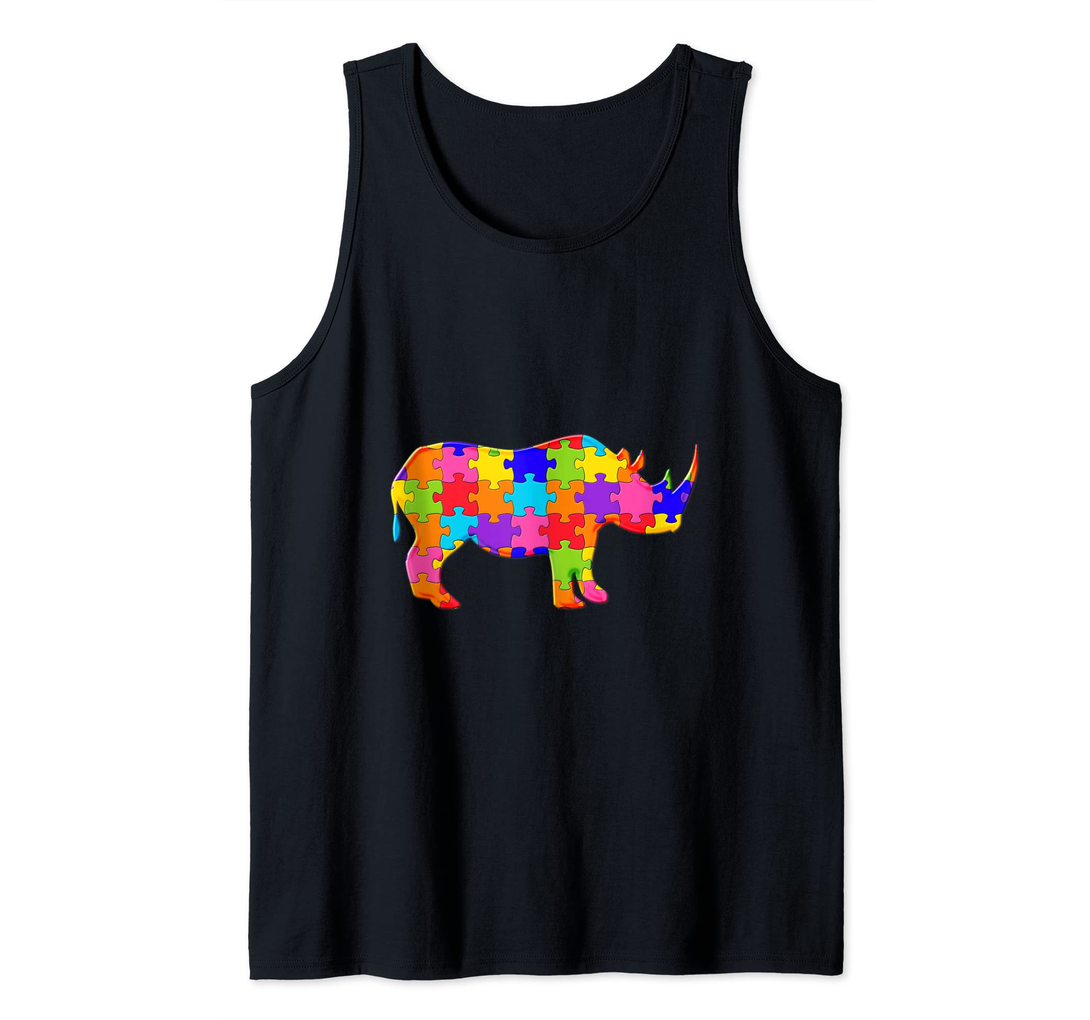 Rhino rhinoceros Animal chubby unicorn Jigsaw Autism Puzzle Tank Top