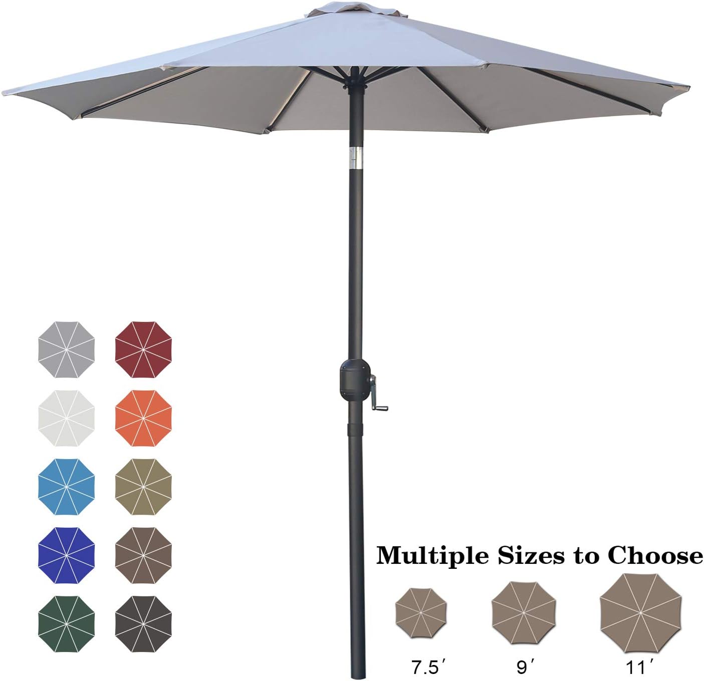 Abccanopy 7 5 Patio Umbrella Table Market Umbrella With Push Button Tilt For Garden Deck Backyard And Pool Light Gray Amazon Ca Patio Lawn Garden