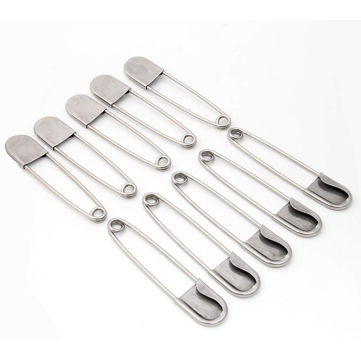 Coitak Large Safety Pins, 5 inch Safety Pins, 10 PCS Stainless Steel Safety Pins Large, Silver Huge Strong XL Safety Pins, Extra Large Laundry Pins for Blankets