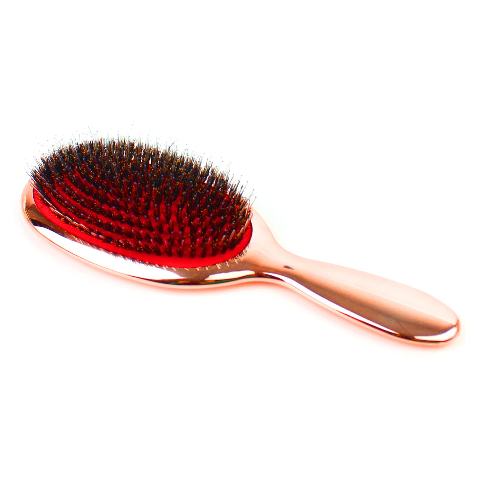 VinBee Paddle Hair Extension Brush Cushion Detangler Dual Bristle Design Soft Boar Bristle Nylon Brush Anti-static Comb Beauty Works- Soft Boar Bristle Hairbrush Rose Gold