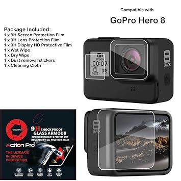 Action Pro 9h Tempered Glass Film Screen Guard Lcd Lens Amazon In
