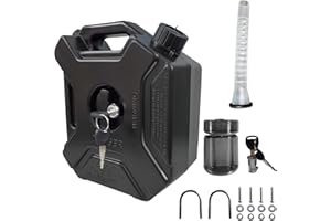 DIMEANI Motorcycle Gas Can, UTV Gas Can with mount, 5L 1.3 Gallon Black Fuel Can Temperature Resistant Antistatic Compatible with Most Cars Motorcycle SUV ATV UTV