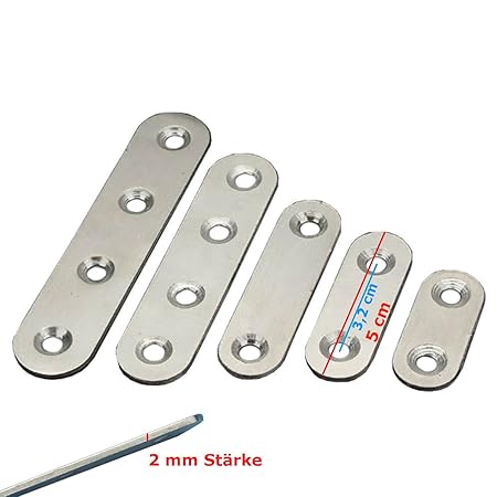 10x Edelstahl Holzverbinder Lochplatte Flachverbinder Metallverbinder Lochblech 50 mm