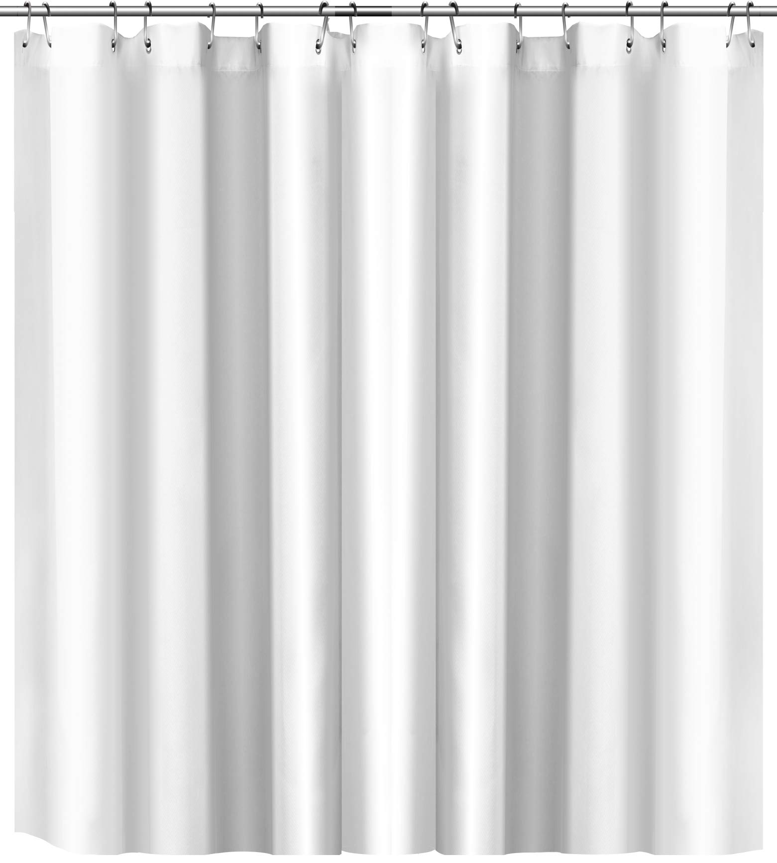 Mildew Resistant Fabric Shower Curtain - 72x72 White polyester Curtain for Bathroom - Waterproof Odorless Eco Friendly Anti Bacterial - Heavy Duty Metal Grommets - Creatov Design