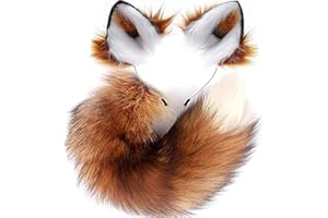 YXCFEWD Fox Costume Fox Ears Therian Tail Set Cat Wolf Ears Fluffy Furry Tail Over 1 Years Old