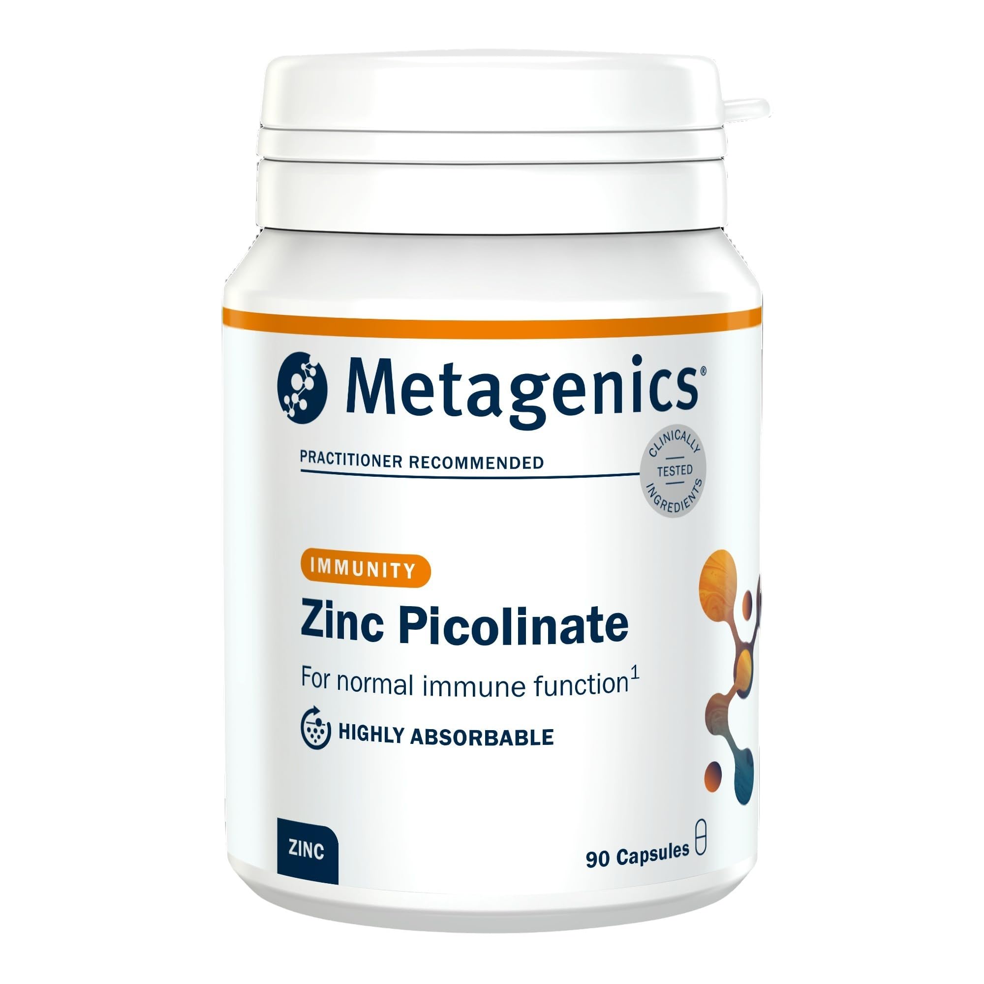 Metagenics Zinc Picolinate - for Immune System, Skin, Vision & Bones - with Vitamin C - 90 Capsules