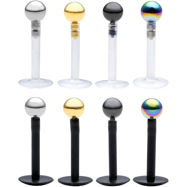 Bioflex Labret Retainer: Piercing A Sfera Trasparente E Nero Da - Foto 11