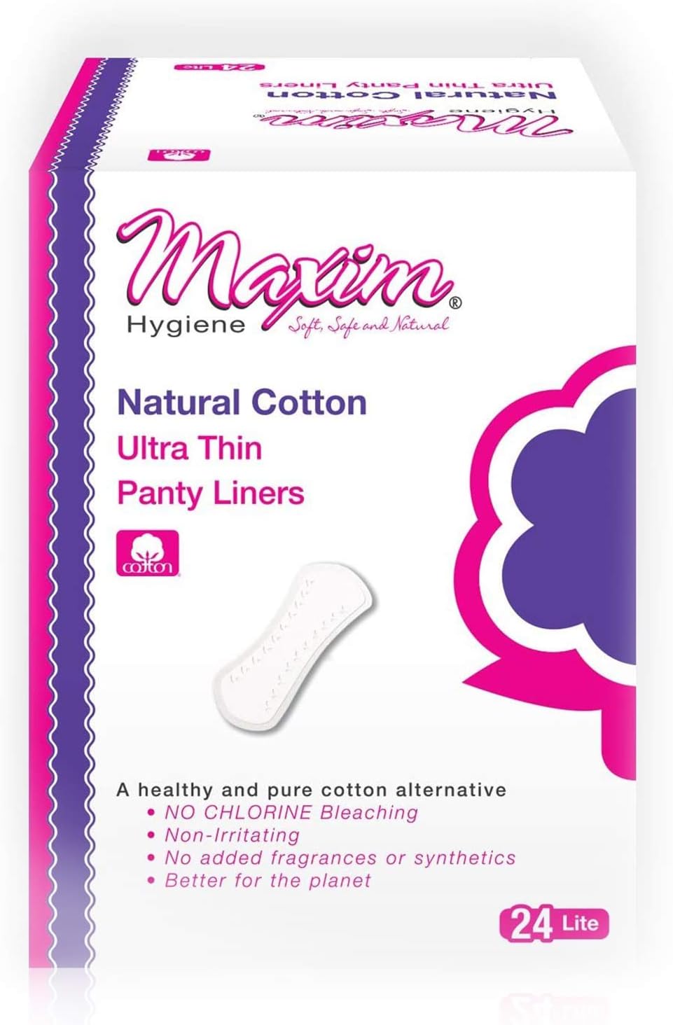 Maxim Natural Cotton Panty Liners, Lite, 48ct, Individually