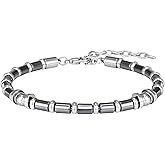 Feifuli Stainless Steel Bracelets for Men&Women Beaded Bracelets,Valentines Birthday Annivesary Christmas Jewelry Gifts for Lover Father Mother Friends,Casual Trendy Men's Bracelets Cool Adjustable