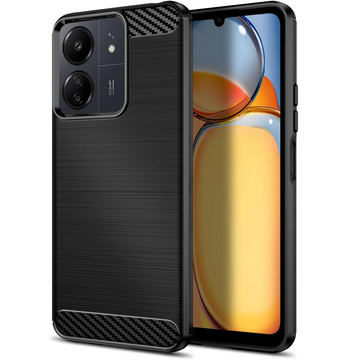 Tumundosmartphone TPU Gel Case Carbon Type Black for Xiaomi Redmi 13C