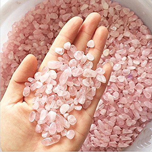 Wayber 1 Lb/460g Pink Quarzt Decorative Natural Crystal Stones Irregular Aquarium Pebbles Rock Sands for Turtle Tank/Succulent Plants/Vase Decoration (Fill 1 Cup)
