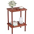 Apicizon 2 Tier End Table, Boho Side Table with Storage Shelf, Nightstand Bedside Table for Small Spaces, Bedroom, Living Room, Entryway, Farmhouse, Easy Assembly, Vintage Brown