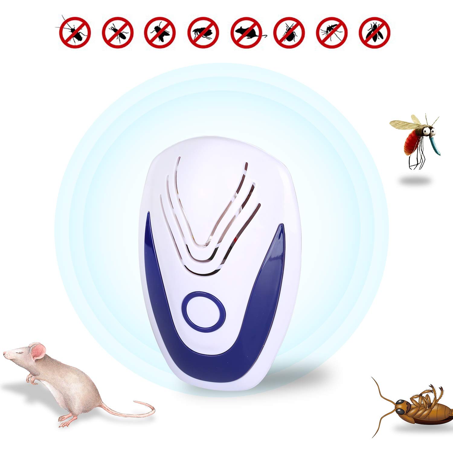 [2019 NEW] Repellente Ultrasuoni per Topi, Insetti, Zanzare, Ratti, Scarafaggi, Mosche,Pulci,Cani- Repeller ultrasonico controllo dei parassiti di Human & Pet Friendly, Niente più Trap, Spray & Bait