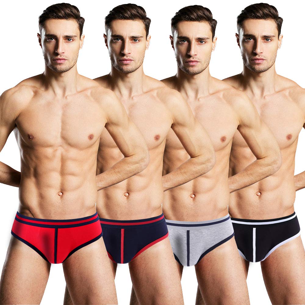 MOACC Men\'s Sexy Micro Modal U Convex Pouch Underwear Soft Hip Brief Multi (4pack)