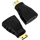 VCE Mini HDMI to HDMI Adapter Gold Plated Connector Mini HDMI Male to Standard HDMI Female Converter Black (2 Pack) Compatibl
