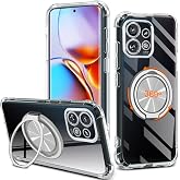 Compatible for Motorola Moto Edge Plus 5G 2023 Case, 360&deg; Rotatable Ring Holder Kickstand [Non Yellowing] Transparent Shockproof Protective Cover Case for Moto Edge+ Plus 5G 2023 - Crystal Clear