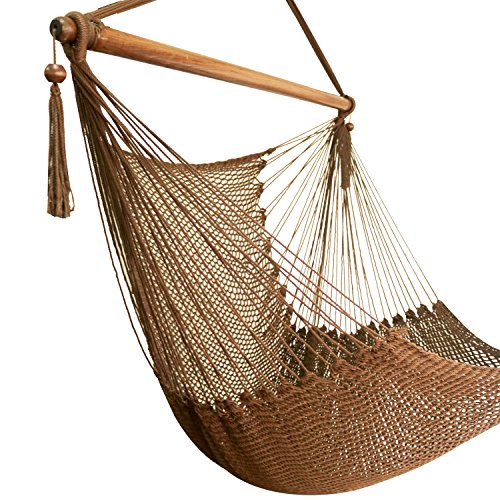 Best Sunshine Large Caribbean Hammock Hanging Chair with Footrest, Large Hammock Net Chair, Polyester (Brown)