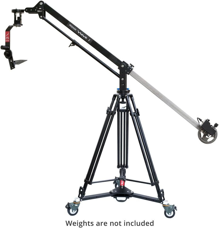 PROAIM 7' Wave-2 Telescopic Jib Arm Crane with 100mm Bowl Stand, Portable Dolly & Jr. Pan Tilt Head | Smooth & Stability | For Indoor & Outdoor Shoot| Solid yet Lightweight Crane + Bag (P-WV-2PP)
