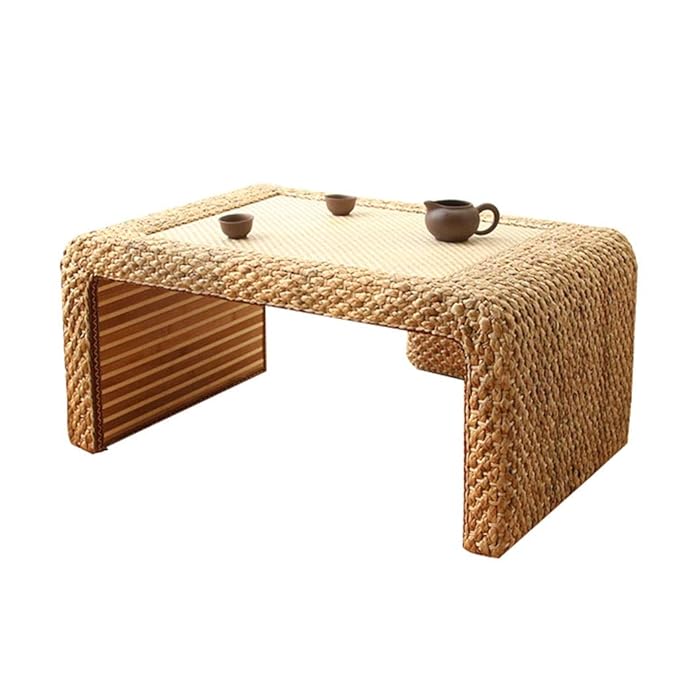 5 IN 1 TABLE Beistelltische Couchtisch Haushalts-Tatami-Tisch Wohnzimmer-Couchtisch Rattan-Teetisch Arbeitszimmer-Tisch Balkon Bay Window Tisch Geschenk (Color : Yellow, Size : 60 * 45 * 30cm)
