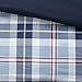 Comfort Spaces Casual Comforter Set Sporty Design, Vibrant Color, Active Lifestyle Boys Bedroom Décor, All Season Soft Microfiber Bedding Set, Decorative Pillow, Sham Blue Plaid Queen 4 Piece