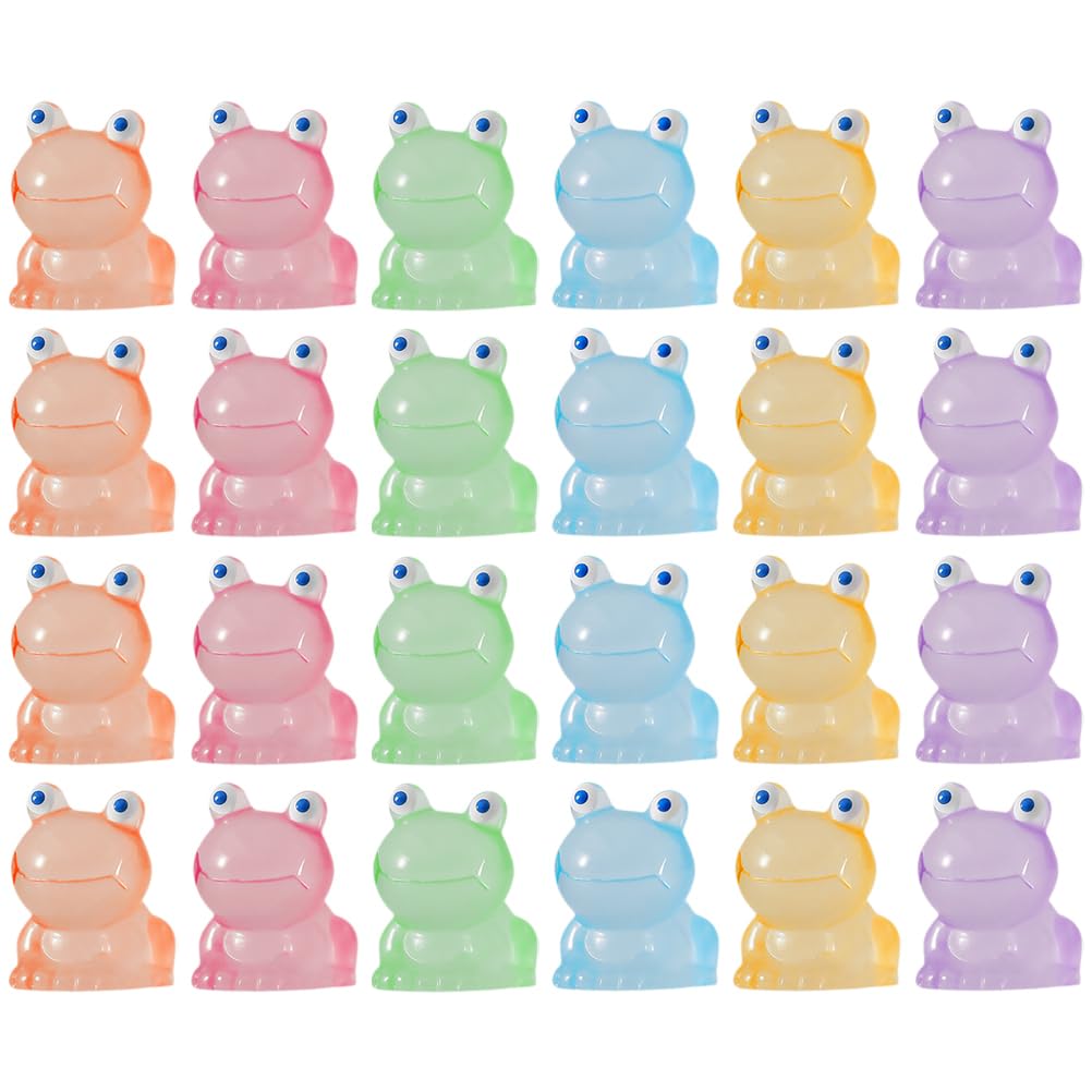 Gadpiparty 50Pcs Mini Resin Frog Figurines Glow in the Dark Luminous Frogs for Fairy Garden Fish Tank Desktop Mini Animal Decor