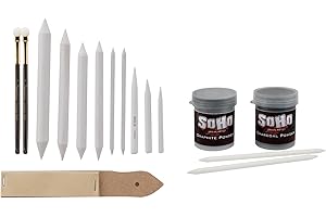 SoHo Urban Artist Graphite and Charcoal Drawing Powders - 15 Grams & Creative Mark Complete Charcoal and Pastel Blending Set