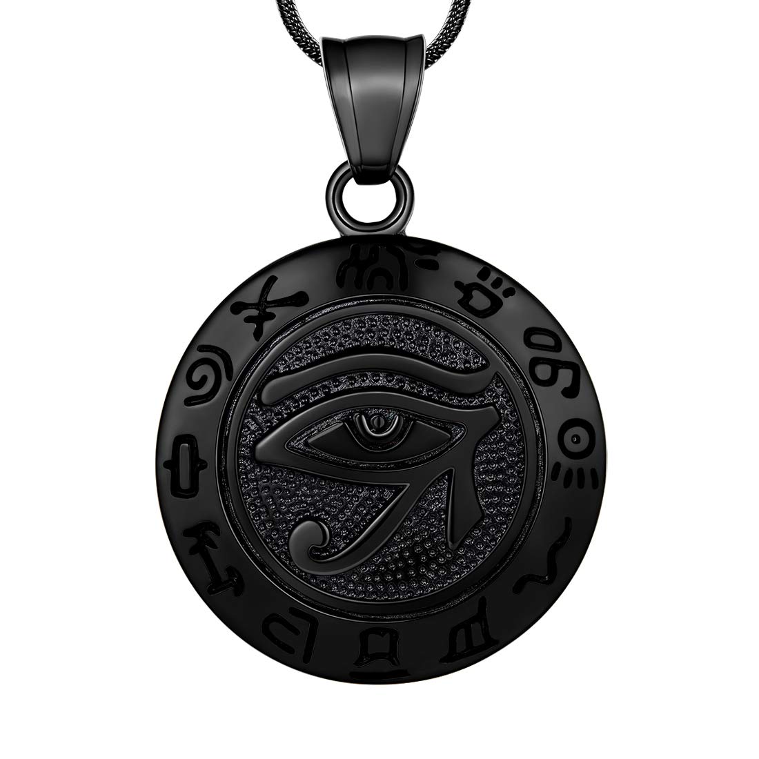 Hipunk Eye of Horus Necklace 316L Stainless Steel Egyptian Ancient Wedjat Eye of Ra Horus Symbol of Protection Mens' Amulet Protective Coptic Jewelry SP0009K