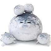 VSFNDB Seal Stuffed Animal Pillow Plush Toy Mommy with 4 Baby Seal Plushies in Her Tummy Large Chubby Cute Seal Hugging Pillow Stuffed Cuddle Plushie Animals Toy Gifts for Kids Girls Boys, 19.7inches