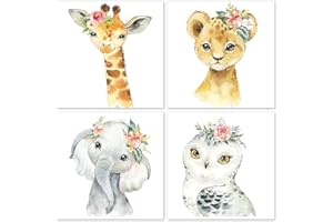 CEUHROG 4 Pack Paint by Numbers for Kids Ages 4-8, Paint by Number for Kids Beginners Easy Acrylic Watercolor Paint Numbers Canvas Art for Kids, DIY Cartoon Animals Oil Painting for Home Wall Decor, 8"x8"