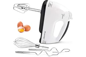 Showvigor Handmixer kitchen, 7-Speed Hand Mixer, 5-Piece Set, 2 Stainless Steel Dough Hooks, 2 Stirrers, 1 Traditional Whisk,
