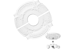 Split Medallion for Ceiling Light, Home Lighting Ceiling Split Cover, Elegant PU Trim Lamp Shade Adhesive for Bedroom School 
