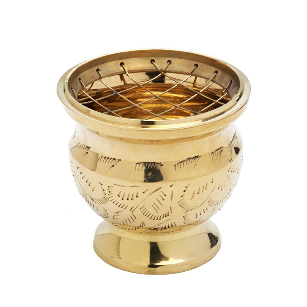 NKlaus incense pot sieve incense bowl incense stand brass gold 7545