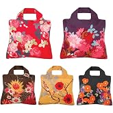 Envirosax Reusable Grocery Bags- Set of 5 Bloom Designs,Eco Friendly Foldable Shopping Tote Bag