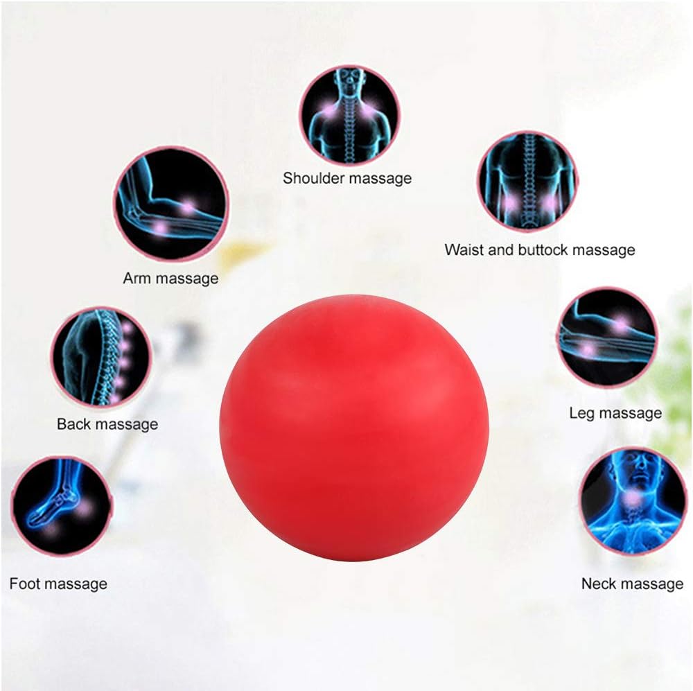 WOVTE Massage Lacrosse Ball for Sore Muscles, Shoulders, Neck, Back, Foot, Body, Deep Tissue, Trigger Point, Muscle Knots, Yoga and Myofascial Release (Red): Health & Personal Care