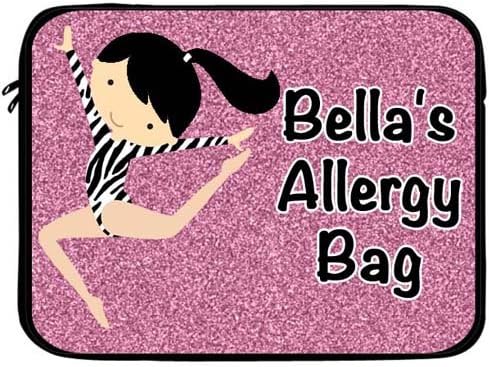 Personalized Medicine Carrying Bag for allergy &amp; asthma medicines like EpiPen, Auvi-Q, Inhaler, Peak Flow. Custom Gymnastics Gymnast Allergy Case for Kids and Adults.