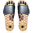 Acupressure Massage Slippers with Earth Stone, Therapeutic Reflexology Sandals for Foot Acupoint Massage Shiatsu Arch Pain Relief, Fit Women 6-7 Feet Size