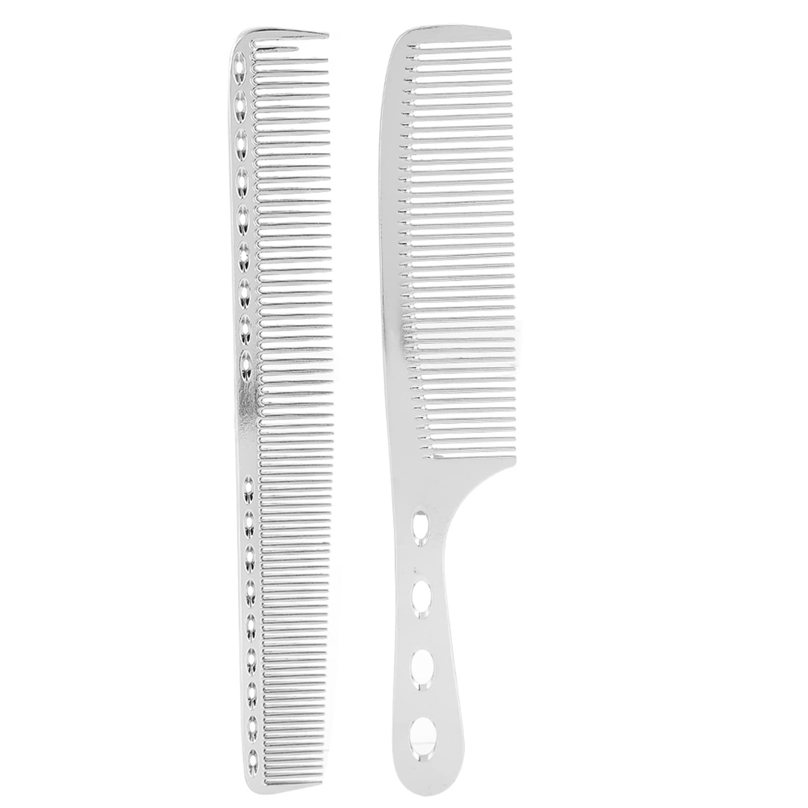 Professional Hair Combs Set, 2PCS Set Hair Comb Space Aluminum Stainless Steel Anti static Sparse Haircut Comb Beauty Tool for Barber Cutting and Hair Styling