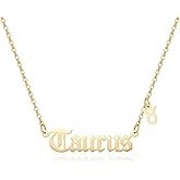 QXTX Zodiac Necklace,Zodiac Sign Pendant Necklace for Women,18K Gold Plated