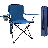 SAILARY Folding Camping Chair with Cup Holder and Cooler Bag, Portable Outdoor Chair for Camping, Fishing, Beach, Picnic, Heavy Duty Steel Frame, Carry Bag Included, Supports 225LBS, Navy Blue, 1 Pack