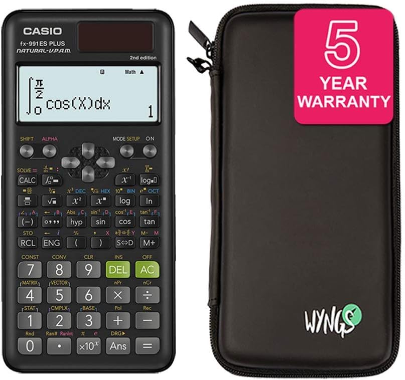 Casio FX-991ES Plus 2nd Edition Scientific Calculator + WYNGS Protective Case Black