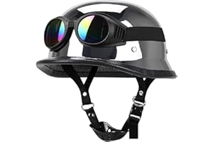 JianJud Retro German Style Open Face Beanie DOT Approved Baseball Cap,Low Profile Motorcycle Vintage Moped Scooter Motorbike 