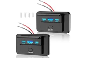 2PCS 3 Ports 12V RV USB Outlet 90W, Gibbab Dual PD3.0 Type-C Quick Charge 72W & USB QC3.0 18W Panel Wall Mount, Automotive Ca