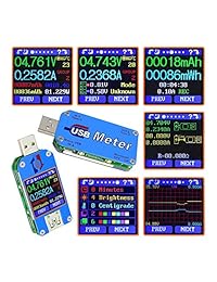 Comprobador USB UM25C medidor de corriente de voltaje Bluetooth cargador de batería voltímetro amperímetro multímetro probador de 1,44 pulgadas pantalla LCD de color USB 2.0 tipo C cable de resistencia impedancia Mete