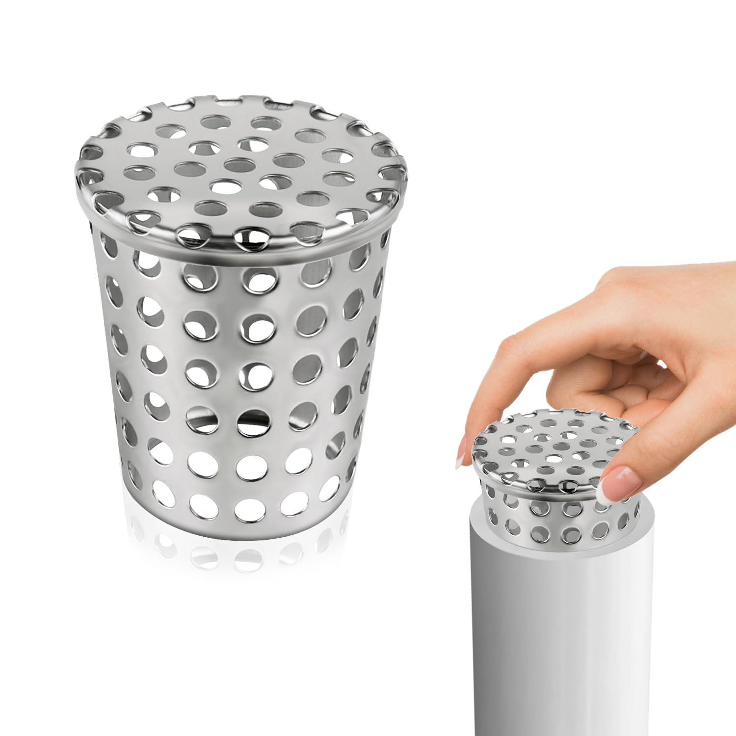 Photo 1 of Boltigen PVC Termination Mesh Screen Vent Covers, Stainless Steel Gutter Guard Filter, Conical Exhaust Pipe Cover Strainer, Multihole Cap for 1.64in-1.98in ID Roof Vent and Furnace