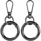OIIKI 2 Sets Swivel Clasp Clips, Metal Swivel Snap Hook, Double Opening Key Chain Clip with Key Ring for DIY Crafts, Jewelry Clasps, Lanyard Making - Black