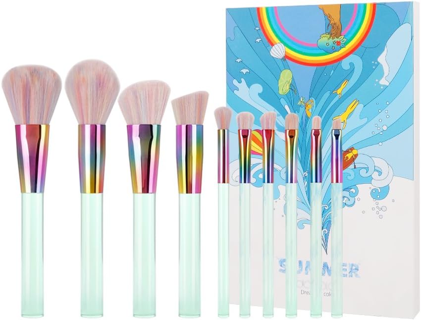 Docolor Makeup Brushes 10 Pcs Professional Makeup Brush Set Premium Synthetic Kabuki Foundation Blending Brush Face Powder Blush Concealers Eye Shadows Make Up Brushes Kit