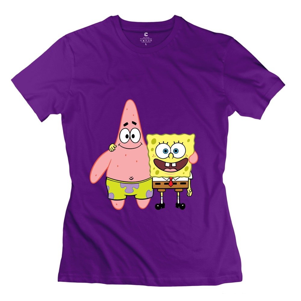 CWW Women Tee Girls Spongebob Patrick Spongebob Squarepants Tshirts - Vintage Design White T-Shirts