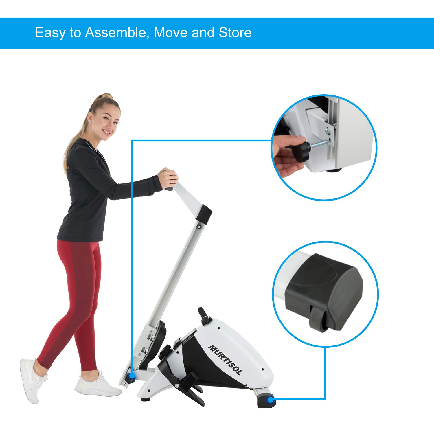 Murtisol Magnetic Rowing Machine Folding Rower with 10 Resistance Levels,LCD Display and Ultra-Quiet Aluminum Slide Rail… - Image 4