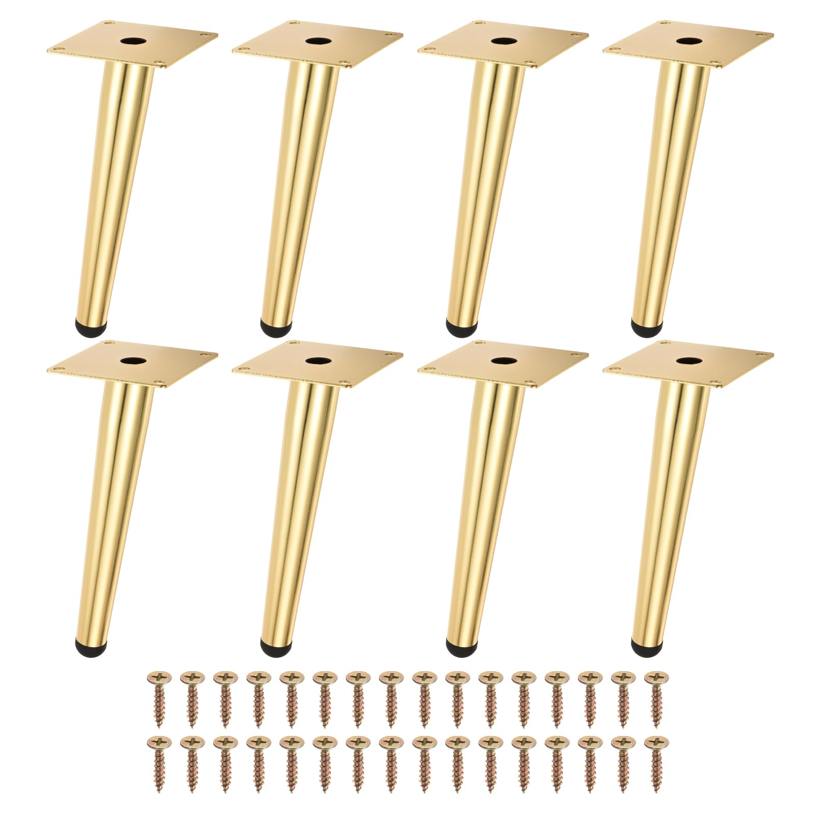Uxcell 8PCS Metal Furniture Leg Replacement Couch Legs Cabinet Feet Gold Modern Furniture Legs DIY Sofa Feet with Screws for Cupboard Table (8 Inch)