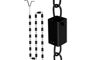 Famiron 1Pcs Square Rain Chain, Black Rain Chains for Gutters 8.5 FT, Durable Black Powder-Coated Aluminum, Rain Chains for Outside, Adjustable Rain Catcher Chain, Premium Rain Chains for Gutters